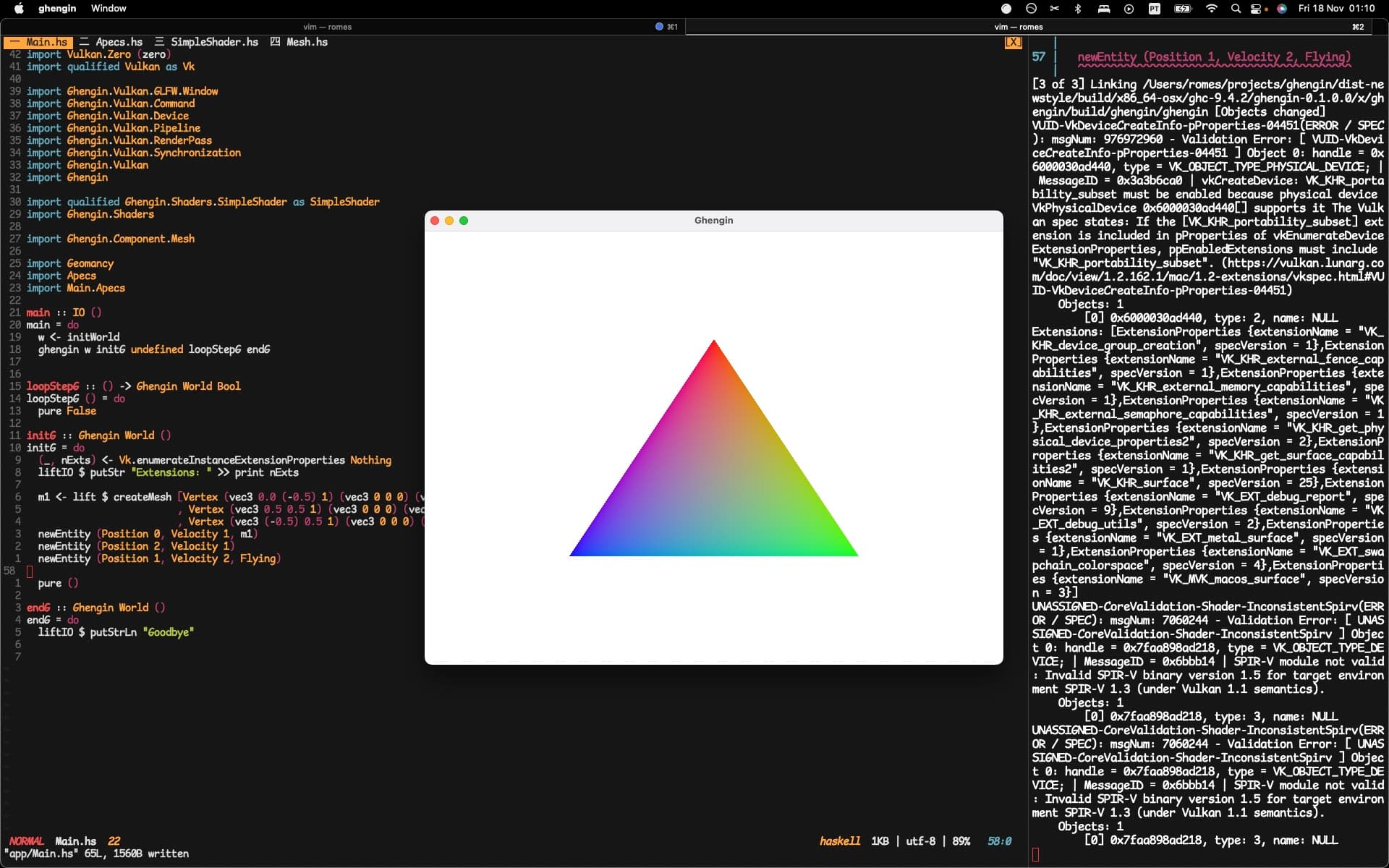 Fig 2. Hello World! - Rendering a triangle