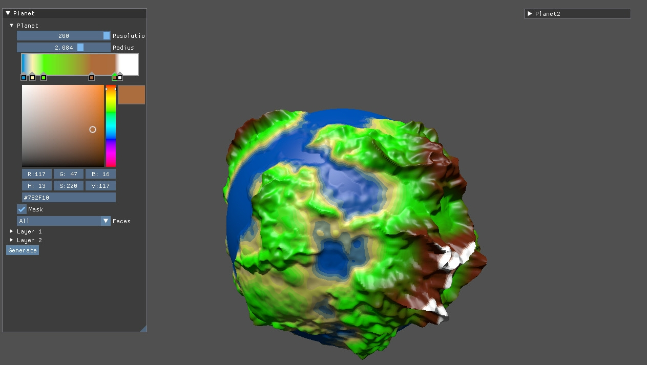 Screenshot of planets demo